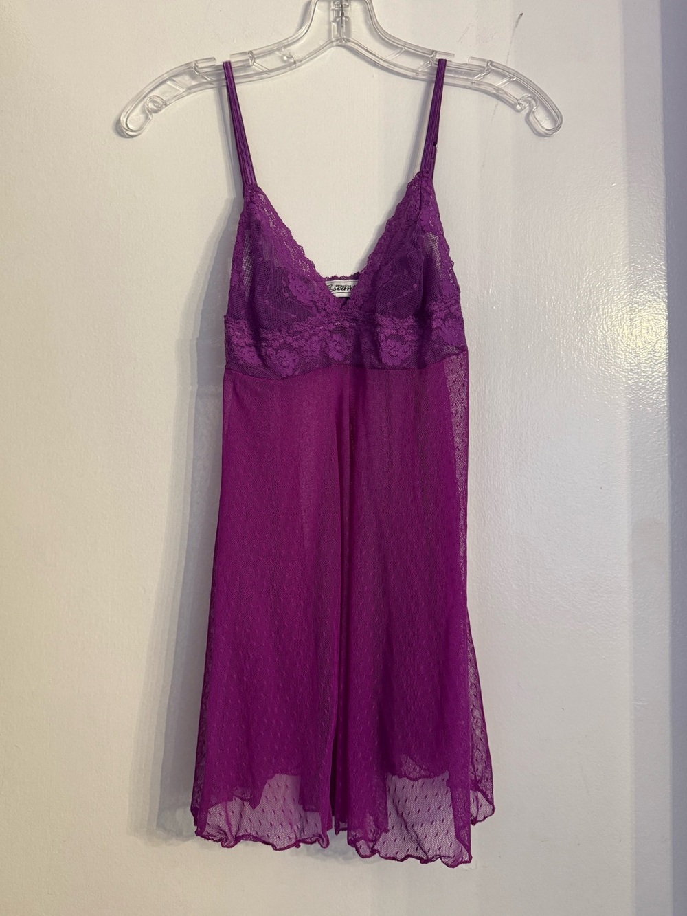 Sheer Lace Chemise Nightdress in Violet